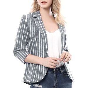 NWT LOFT Ann Taylor Grey Striped Blazer  M